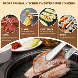 2-pack van 30 cm kookpincetten, roestvrijstalen keukenpincetten met dubbelzijdig ontwerp en antislip handgrepen, kokspincet voor frituren, serveren, pasta, grillen, airfryer en voedselbereidingsgereedschappen — thumbnail 2