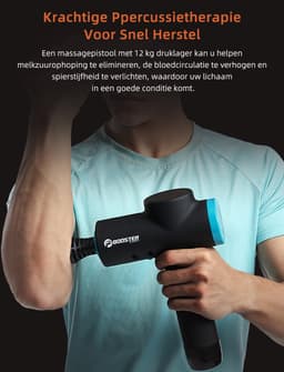 Gloovon® Massage Gun & Massagepistool - Krachtige 12kg Stall Force met AI Smart-Hit - 6 Opzetstukken & LCD Scherm - Draadloos - Zwart — thumbnail 2