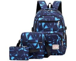 Rugzak - Set van 3 - Schooltas 46*33*20cm - Schoudertas 20*5*22cm - Etui 18*2*12cm - Rugzak voor basisschool - Geschikt voor tieners, meisjes, jongens, tieners - Lichtgewicht schoolrugzak - Reisrugzak voor laptop - Casual rugzak