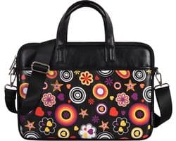 Luxe Laptophoes 13.3 Inch DG - Laptoptas met Schouderriem - Voor Dames & Heren - Laptop Sleeve met Handvat - Flower Party Zwart