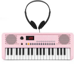 Áengus Keyboard Piano Keyboard Kind met 37 toetsen - Aanslaggevoelige Toetsen - USB-C MIDI - Roze - inclusief Stereo Koptelefoon — thumbnail 1