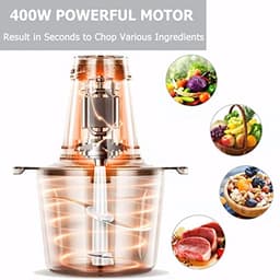 Mini Food Chopper 400W - Elektrische Groentehakker en Babyvoeding Chopper met Roestvrijstalen Kom — thumbnail 2