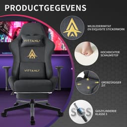 Gaming stoel - luxe imitatie suède Gamestoel- ergonomische bureaustoel met voetensteun - hoofdsteun en lendenkussen-3D armleuningen-90-155 graden rugleuning-Grijs — thumbnail 2