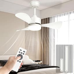 Compacte plafondventilator met licht en afstandsbediening - Stille ventilator met 3 vleugels voor kleine ruimtes — thumbnail 2