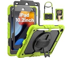 Hoes voor iPad 9e/8e/7e Generatie met Schermbeschermer en Draaibare Standaard - Groen