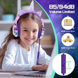 Koptelefoon kinderen met draad - Kinderkoptelefoon - Bedrade hoofdtelefoon - Veilig volume - School - Tablet - Laptop - Reizen - Muziek luisteren — thumbnail 2
