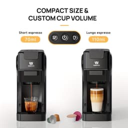 3-in-1 Koffiemachine – Espressozetapparaat – Cappuccinomachine – Latte Macchiato Maker – Capsule Koffiezetter – 19 Bar Drukpomp – Geschikt Voor Dolce Gusto, Nespresso & Gemalen Koffie – Compact Zwart Design — thumbnail 2
