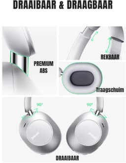 DrPhone Picun F6 Draadloze Over-Ear Bluetooth 5.3 Hoofdtelefoon – App Ondersteuning - Hybride ANC & ENC – Zelfadaptieve Ruisonderdrukking - Transparantie Modus- Ruimtelijke Audio & Hoofdbewegingsvolging - Wit — thumbnail 4