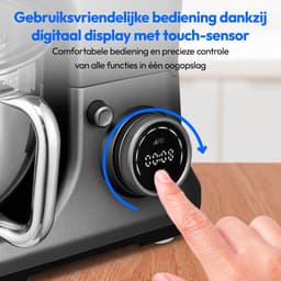 MEDION 4 in 1 universele keukenmachine (1200 watt, 8 standen, mengen kneden roeren hakken, ijskom voor het bereiden van ijs, digitaal display, MD18440) Titanium — thumbnail 4