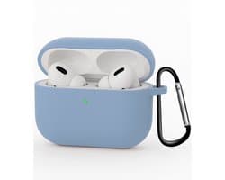 Hoesje - Geschikt voor Apple Airpods Pro 3 - met Clip - Siliconen Hoes - Silicone Case Cover - Lichtblauw