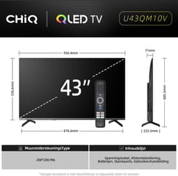 CHiQ U43QM10V - Smart TV 43 Inch - QLED Pro Google TV - UHD 4K - Randloos Metal Design - Dolby Audio - Nieuw — thumbnail 14