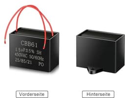 Aanloopcondensator voor AC motor 1,5uF 450V voor ventilatoren (3 stuks) — thumbnail 3