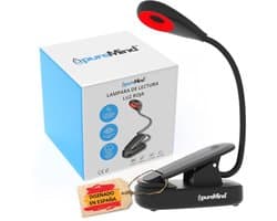 Rote Leseleuchte Wiederaufladbar mit Flexibler 360º Hals - 3 Helligkeitsstufen für Optimales Lesen