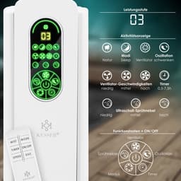 KESSER® Statiefventilator Frosty met Water Ultrasone Verneveling Koeling - Staande Ventilator inclusief Afstandsbediening en Timerfunctie - Wit — thumbnail 2