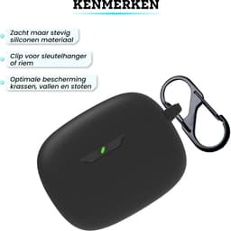 Somstyle Hoesje met Clip Geschikt voor JBL Wave Beam / Beam 2 / Wave 200TWS - Siliconen Case Cover voor Draadloze Oordopjes - Zwart — thumbnail 3