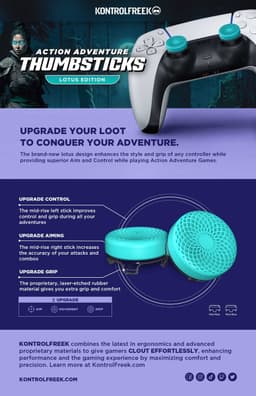 KontrolFreek Action Lotus Thumbsticks - Teal Clear - PS5/PS4 — thumbnail 3