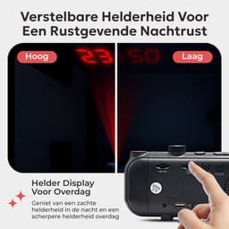 TM&DY - Digitale Wekkerradio met Projectie - Met Spraakbesturing, FM, Temperatuur & Luchtvochtigheid – Dimbaar LED Display & Dubbele Alarmfunctie - Wekkers Digitaal - Wekker met Projectie op Plafond - Projectiewekker - Projectieklok — thumbnail 5