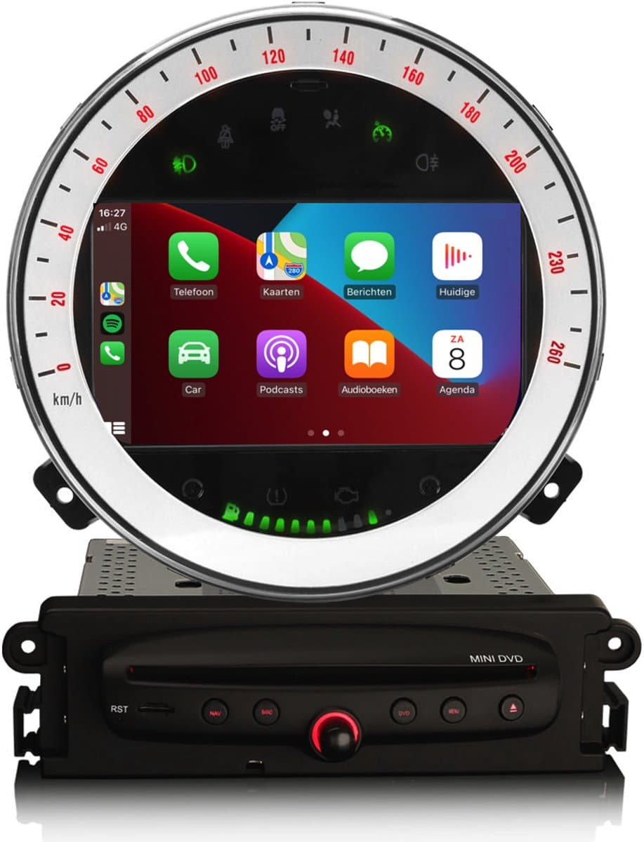 Carplay autoradio voor Mini Cooper R55 | R56 | R57 | R60 | R61 | 2006 t/m 2013 | Android | Draadloos Apple Carplay & Android Auto | 2025 model | 2006 2007 2008 2009 2010 2011 2012 2013 | Bluetooth & Wifi — afbeelding 1
