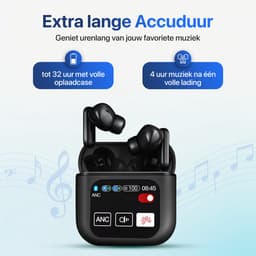 Otiume Draadloze Oordopjes - LCD Scherm Bluetooth Oortjes Wireless Earbuds Touchscreen Earphones - Zwart — thumbnail 5