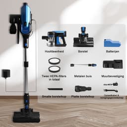 Grenintol Steelstofzuiger - 8 in 1 Steelstofzuiger Draadloos - Zelfstaande Stofzuiger Zonder Zak - 300W/2200 mAh Accu - 55 Minuten - 1,2 L Stofbak - voor Tapijten en Harde Vloere - 65,000PA - Blauw — thumbnail 3