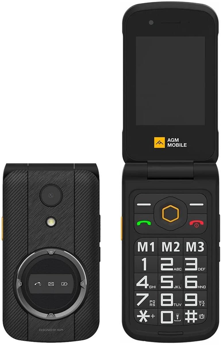 AGM Mobiles - M8 Robuuste Android 4G Klaptelefoon IP69 Zwart - No wallcharger — afbeelding 1