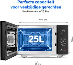MEDION magnetron met grill en heteluchtfunctie (25 liter, 900 watt, 1100 watt bovengrill & 500 watt ondergrill, 2100 watt heteluchtfunctie, 11 programma's, 10 vermogensniveaus, roestvrij staal, MD1204 — thumbnail 5