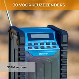 Denver Bouwradio - Bluetooth - met Accu - AUX - FM - USB-C - Spatwaterdicht - WRB60 — thumbnail 4