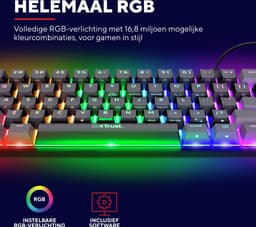 Trust GXT 867 Acira - Mechanisch Gaming toetsenbord - Mini - 60% - RGB Verlichting - PC/PS5 - Red Switches - Zwart — thumbnail 12