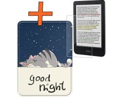 Hoesje Geschikt voor Kobo Clara Colour Hoes Book Case - Hoes Geschikt voor Kobo Clara Colour Hoesje Book Cover Met Screenprotector - Kat