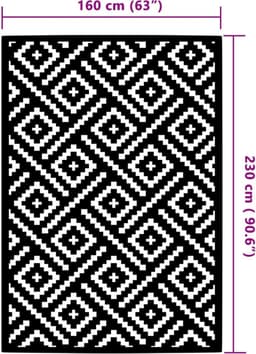 vidaXL - Buitenkleed - ARAKIL - 160x230 - cm - PP - wit - en - zwart — thumbnail 5