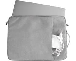 Coverzs Luxe Laptoptas - Laptophoes 14 inch & 15 6 inch - Laptoptas dames / heren - Laptophoes geschikt voor macbook & laptops - Laptop sleeve / hoes / hoesje / tas - Tas laptop - Aktetas - Computertas - Met handvat (Grijs)