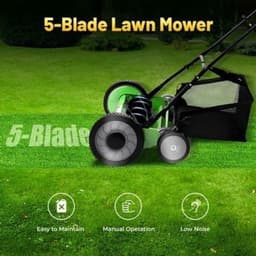 Handgrasmaaier – Handmaaier – Kooimesmaaier – Duwgrasmaaier – Gazonmaaier – 50,8 cm Maaibreedte – 9 Instelbare Maaihoogtes – 65-Mangaan Stalen Messen – Met Opvangzak – Groen — thumbnail 2