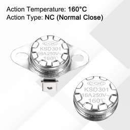 Thermostaat 160 °C/320 °F 16 A, normaal gesloten, N.C regel, temperatuurschakelaar met snap voor magnetron, oven, koffiezetapparaat, 8 stuks, materiaal keramiek — thumbnail 2