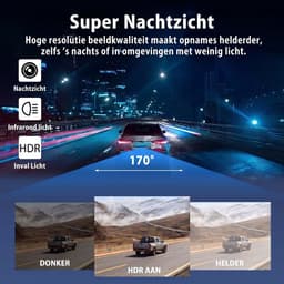 TEKROA® Dashcam Auto - Dashcams - 4 Lenzen (Voor, Achter, Links, Rechts) - 1080P Full HD - WiFi & GPS - Nachtzicht - G-Sensor - Parkeerbewaking - 3,16 Inch met App - Incl. 64GB SD-Kaart - zwart — thumbnail 3
