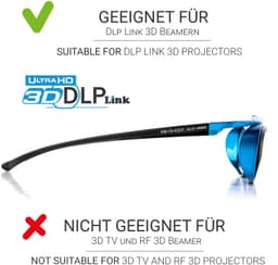 2 x DLP Pro, DLP Link 3D-bril voor 3D-DLP-beamer van,,,,, [shutterbril, 96-144 Hz, oplaadbaar, 32 g, DLP Link, blauw] — thumbnail 3