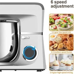 Keukenmixer - Deegmenger - Bakken en koken - 6L RVS kom - 1500W - Zwart — thumbnail 4