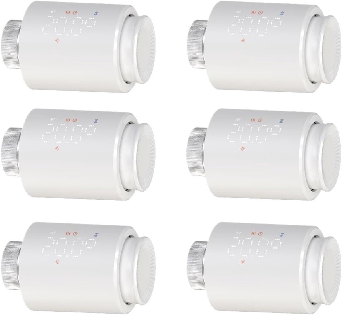 Slimme Thermostaat - Radiatorkraan Regelaar - Energie Besparen - Automatische Aanpassing - 6 Stuks - Wit — afbeelding 1