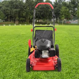 Benzine Grasmaaier - Tuinmaaier Gazonmaaier - Gazon Onderhouden - Robuust Stalen Frame - 51 cm Maaibreedte - Zwart Rood — thumbnail 3