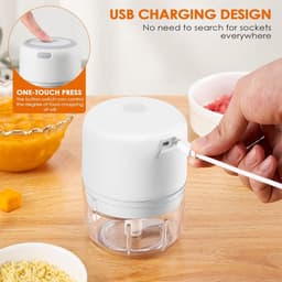 Elektrische Keuken Chopper - Mini Mixer - Snel Ingrediënten Snijden - Oplaadbaar Via USB - 250ml Capaciteit - Wit — thumbnail 4