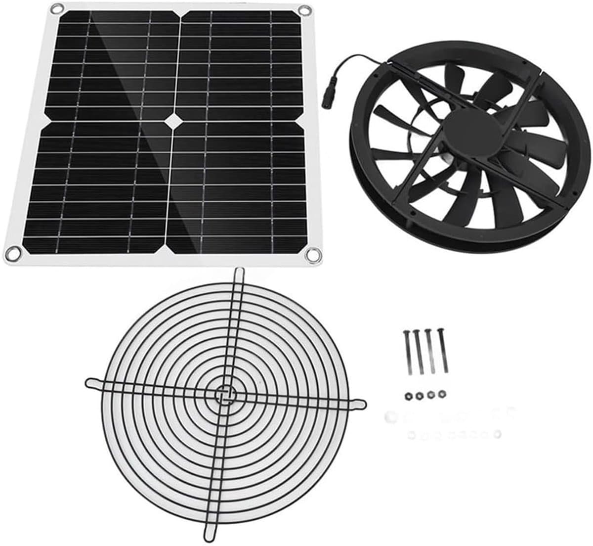 Ventilator Kit - Zonnepaneel Ventilator - Lucht Circuleren - Weerbestendig Ontwerp - 12V 12W - Zwart — afbeelding 1