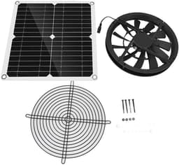 Ventilator Kit - Zonnepaneel Ventilator - Lucht Circuleren - Weerbestendig Ontwerp - 12V 12W - Zwart — thumbnail 1