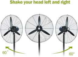 Staande Ventilator - Industriële Ventilator Vloerventilator - Luchtcirculatie Verbeteren - Aluminium Bladen - 31 Inch - Grijs — thumbnail 5