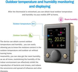 Slimme Thermostaat - Temperatuurregelaar - Verwarming Regelen - Wifi & Spraakbediening - 2.8 Inch LCD - Zwart — thumbnail 5