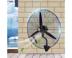 Wandventilator - Muurventilator Industriële Ventilator - Ruimte Koelen - Krachtige Koperen Motor - 55 cm - Zwart