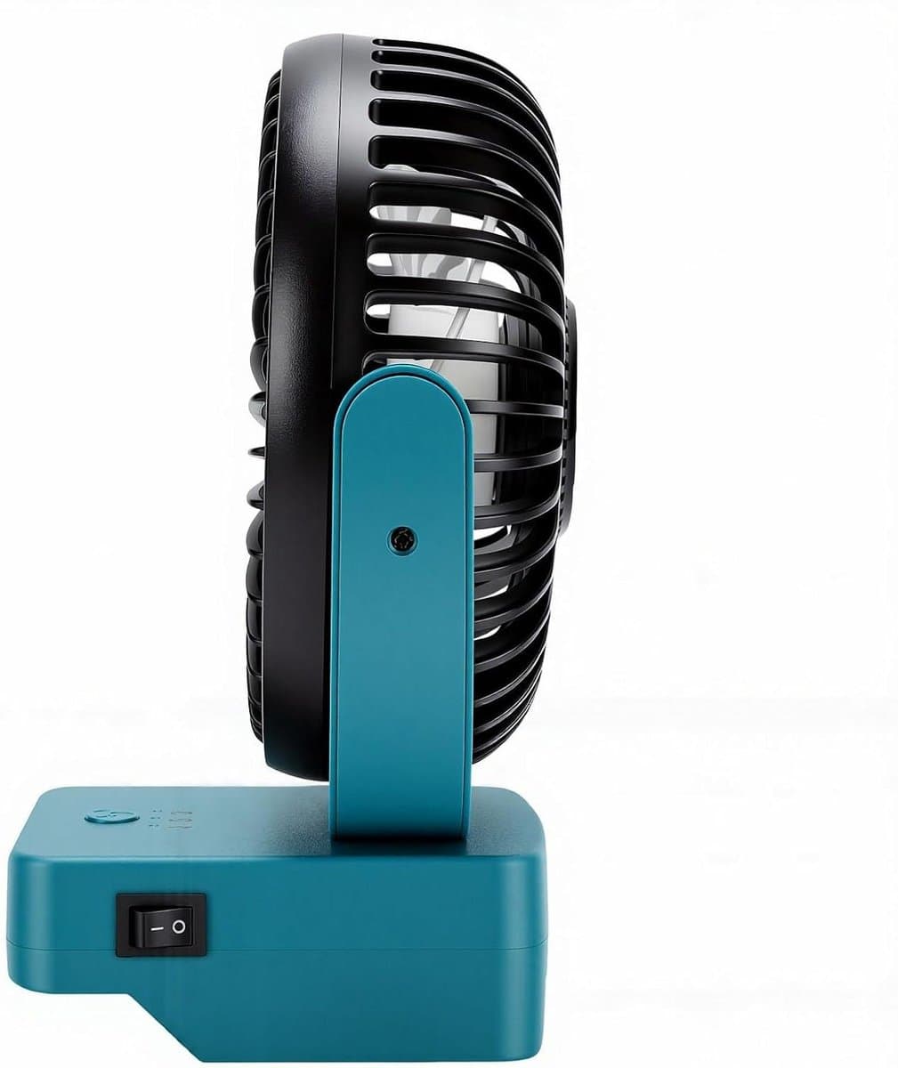 Draagbare Ventilator - Draadloze Koeler - Bouwplaats Koeling - 360° Rotatie - 18.5 x 16 x 10 cm - Zwart — afbeelding 1