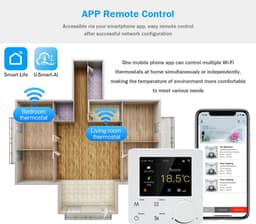 Slimme Wifi Thermostaat - Klimaatregelaar - Energie Besparen - 4-buis Systeem - 8.6 x 8.6 cm - Wit — thumbnail 5