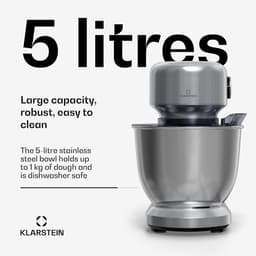 Staande Mixer - Keukenmixer Deegmixer - Bakken en Koken - Planetaire Mengbeweging - 5 Liter Kom - Zilver — thumbnail 5