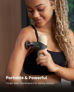 SnelShoppen - Mini Thermisch Massagepistool met Warmtefunctie, Draagbaar Percussiemassageapparaat met Siliconen Hoezen, Reisformaat met Draagtas voor — thumbnail 2