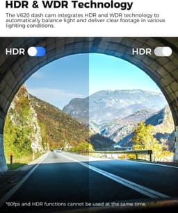 SnelShoppen - V620 Dashcam Voor en Achter 4K+1080P, WiFi GPS, 64GB SD-Kaart, Auto Camera met Parking Monitor, Nachtzicht, WDR, ADAS, 170° Brede Hoek, — thumbnail 3