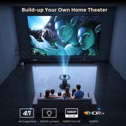 SnelShoppen - 30.000 Lumen Beamer Projector 4K WiFi Bluetooth - AMEELA 1080P Geïntegreerde Projector voor Youtube/PrimeVideo - Perfect voor Feesten, C — thumbnail 5